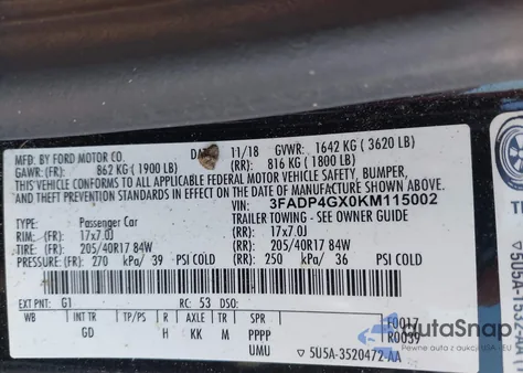 2019 Ford Fiesta St from USA, damaged, VIN 3FADP4GX0KM115002